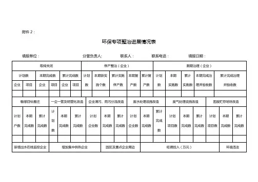 环保专项整治进展情况表