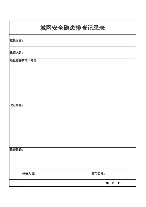 天然气安全生产隐患排查表