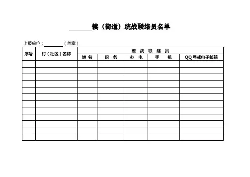 镇(街道)统战联络员名单