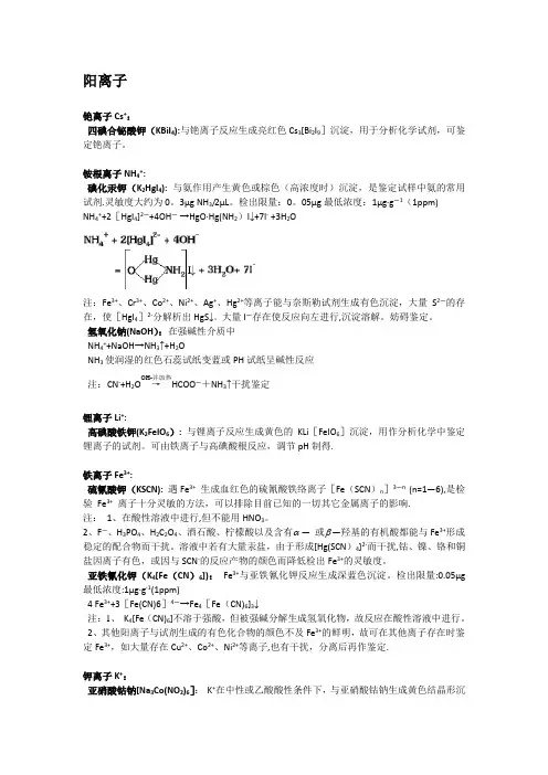 离子检验试剂