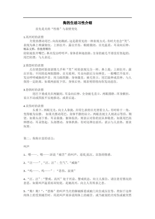 狗的生活习性介绍