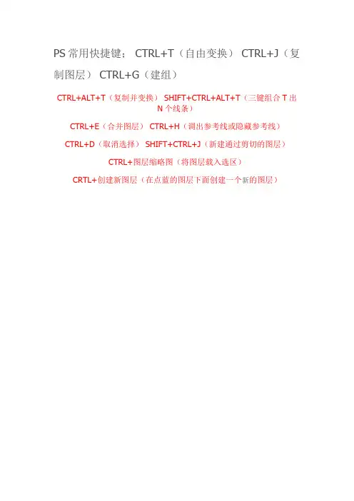 详细的ps常用快捷键