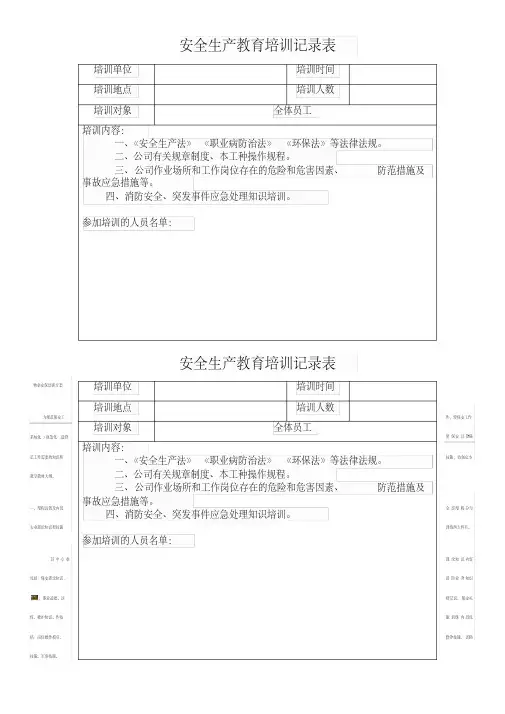 安全生产教育培训记录表