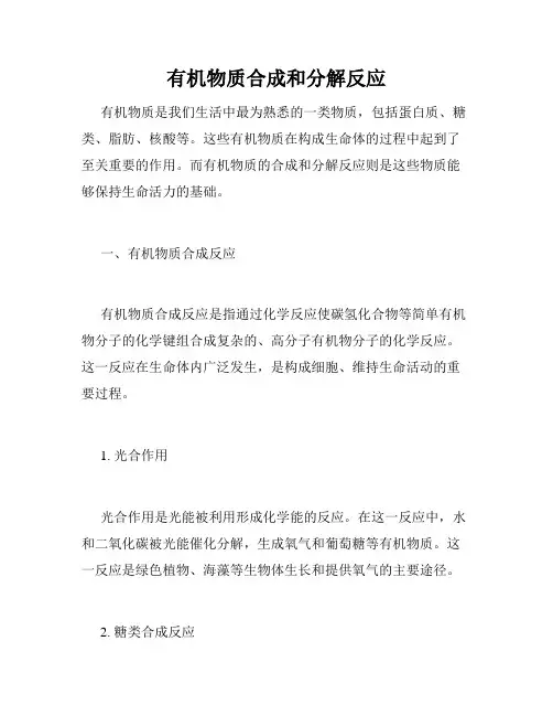 有机物质合成和分解反应