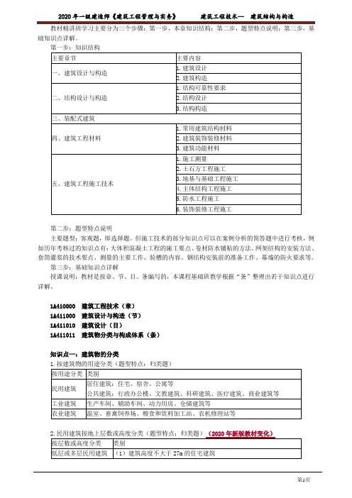 一建【建筑】《建工》建筑结构与构造讲义1101