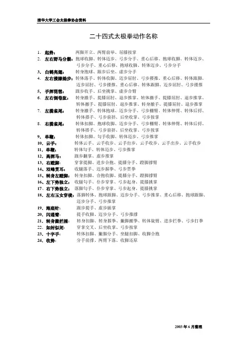 二十四式太极拳动作名称