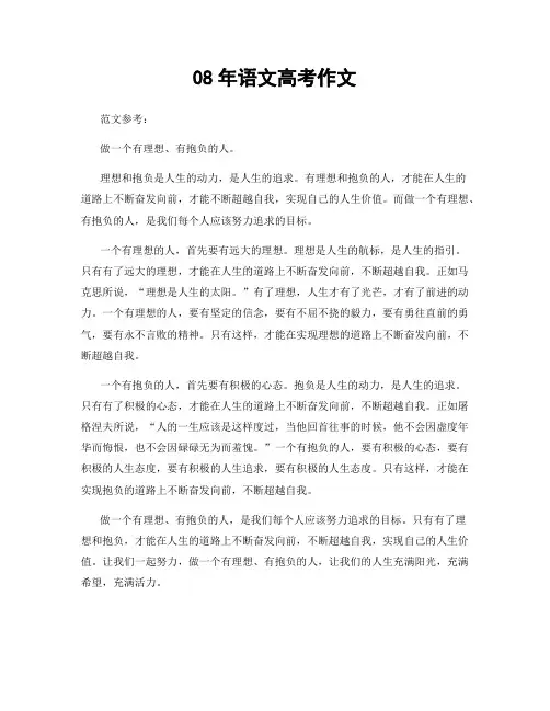 08年语文高考作文
