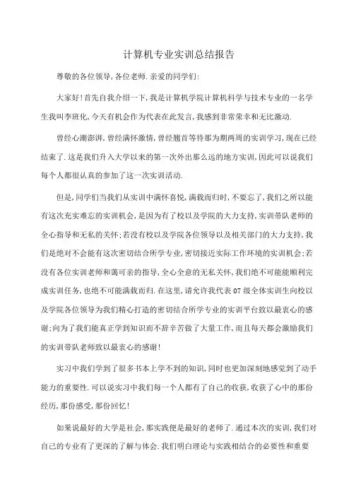 计算机专业实训总结报告