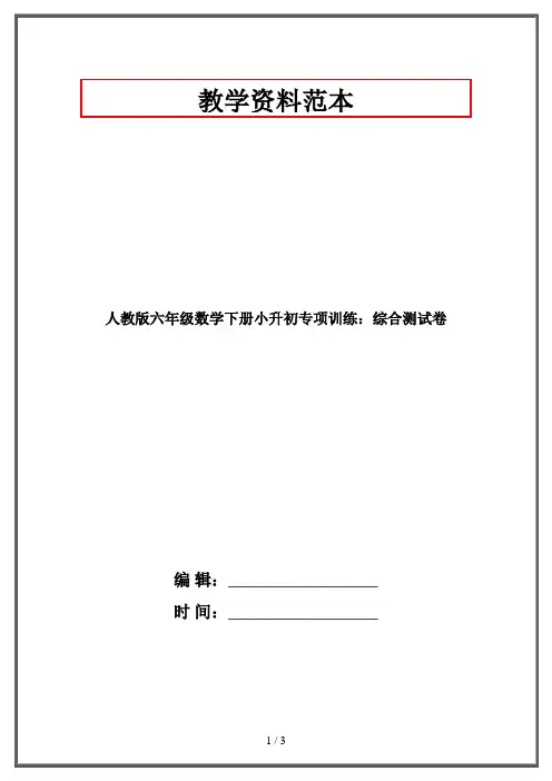 人教版六年级数学下册小升初专项训练：综合测试卷