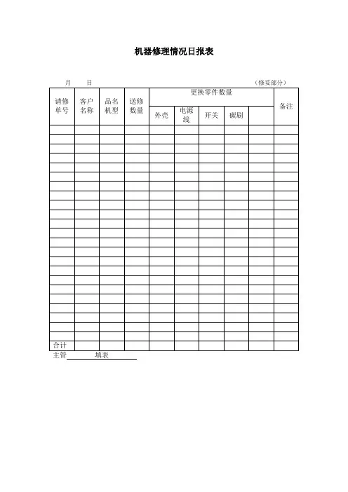 机器修理情况日报表
