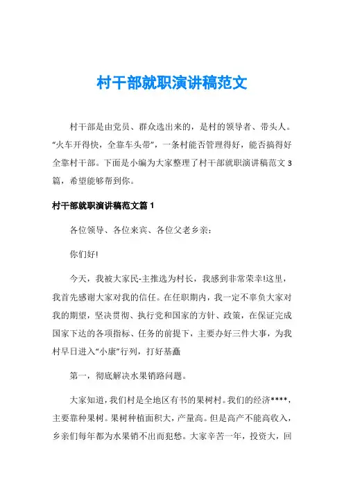 村干部就职演讲稿范文