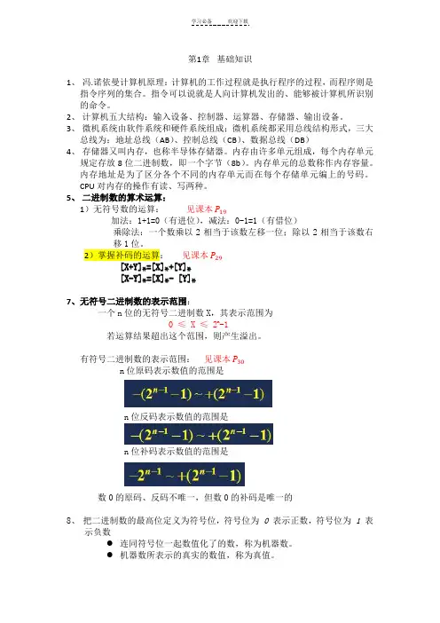 大学微机期末考点总结