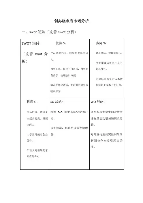 糕点店市场分析