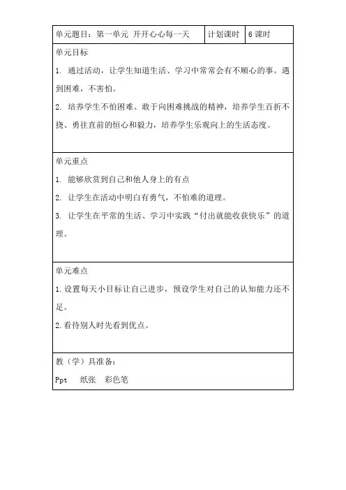 第一单元开开心心每一天