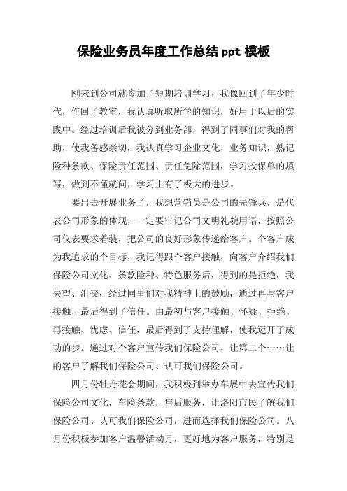保险业务员年度工作总结ppt模板