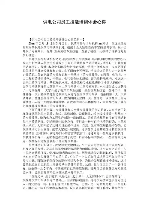 供电公司员工技能培训体会心得