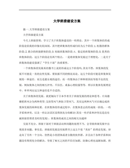 大学班委建设方案