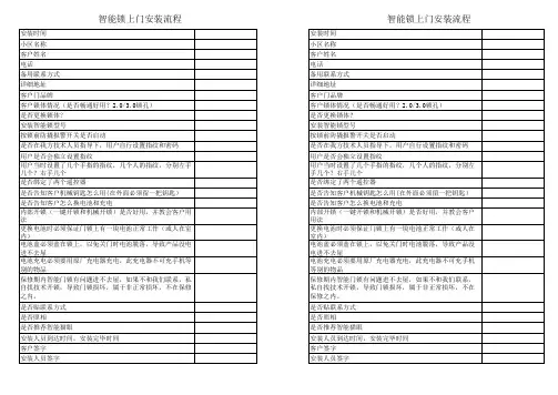 智能门锁安装确认单