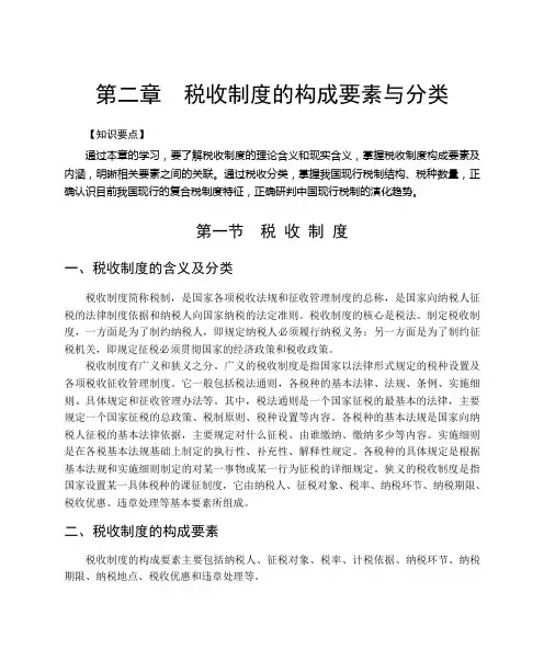 税收制度的构成要素与分类
