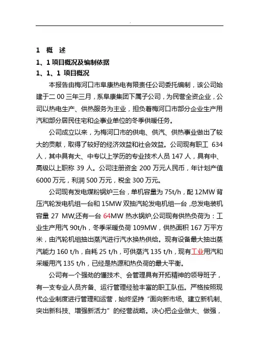 梅河口市集中供热扩建工程可行性研究报告