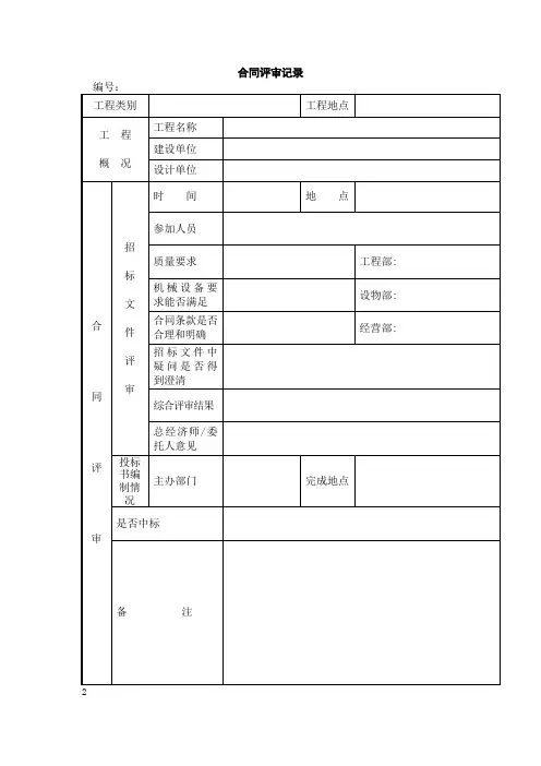 合同评审记录表