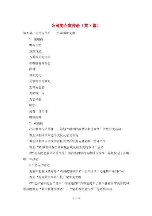 公司简介宣传册(共7篇)
