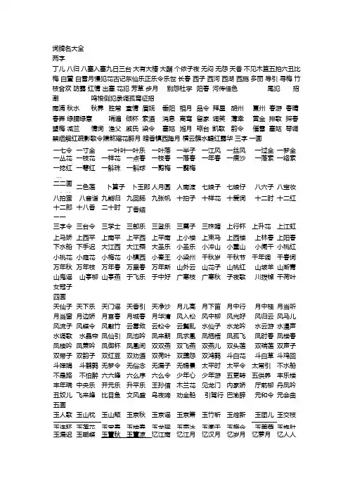 词牌名大全