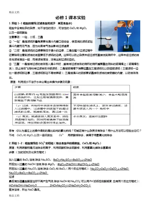 高中化学必修一实验讲课教案