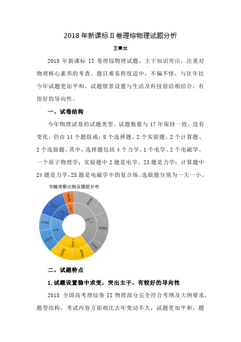 2018年新课标II卷理综物理试题分析 王景龙