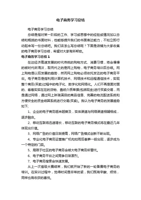 电子商务学习总结