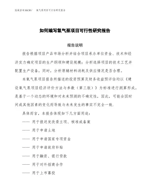 如何编写氧气泵项目可行性研究报告