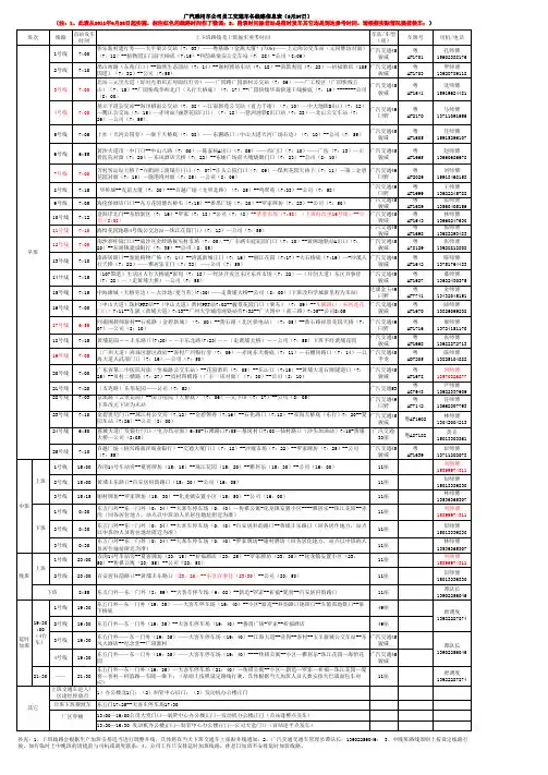 广汽乘用车员工交通车上下班各线路表(2011年6月27日)