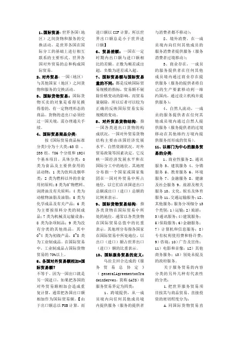 国际贸易实务(三)   自考小抄   很全哟!