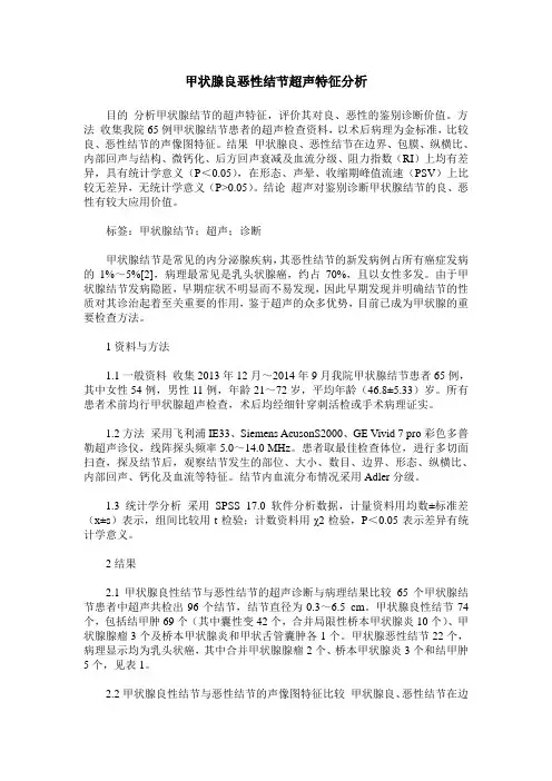 甲状腺良恶性结节超声特征分析