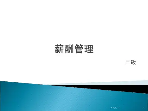 2014年11月新版人力资源三级第五章薪酬管理