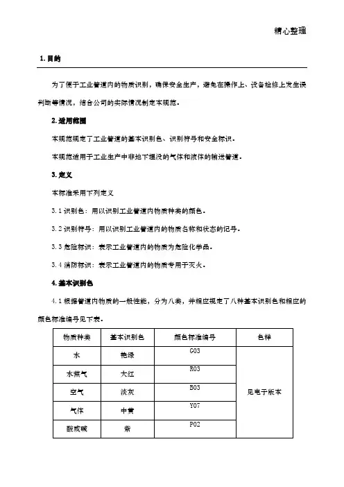 工业管道颜色及标识规范
