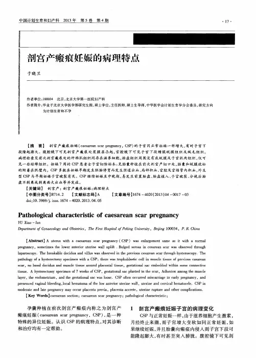 剖宫产瘢痕妊娠的病理特点