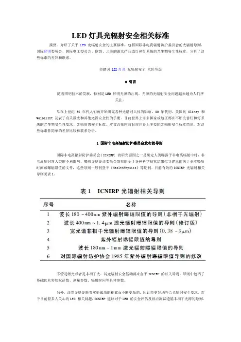 LED灯具光辐射安全相关标准