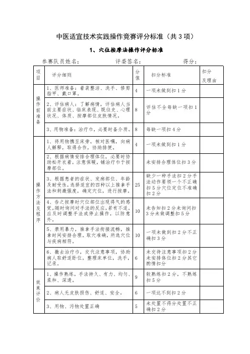 3中医适宜技术操作评分标准