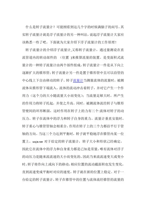 流量计---转子流量计工作原理介绍