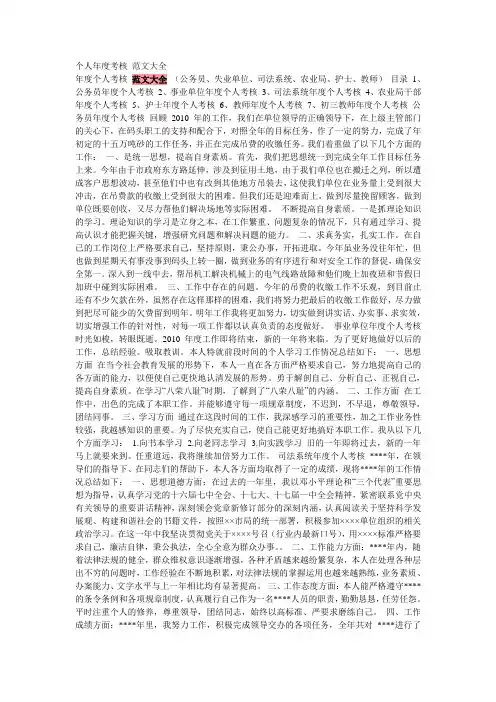 个人年度考核 范文大全