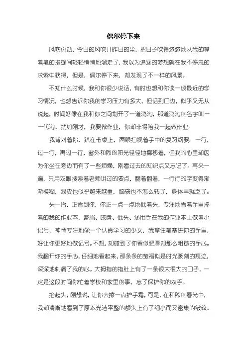 初三作文：偶尔停下来作文800字_1