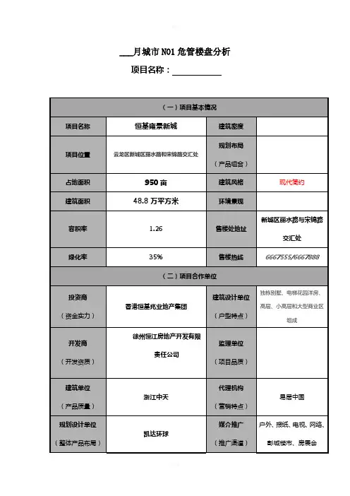 重点竞品楼盘分析——模板