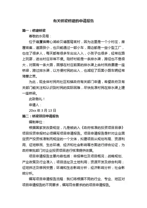 有关桥梁修建的申请报告