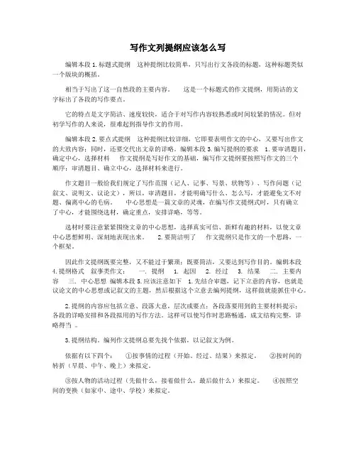 写作文列提纲应该怎么写