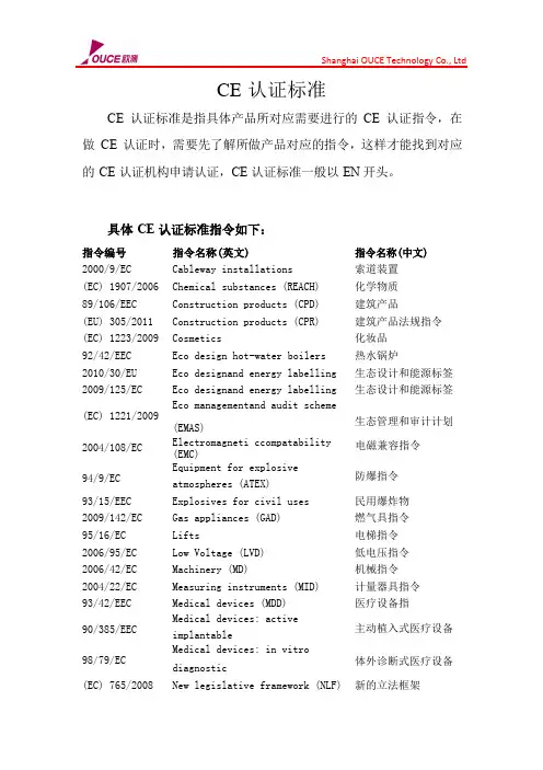 CE认证标准 2