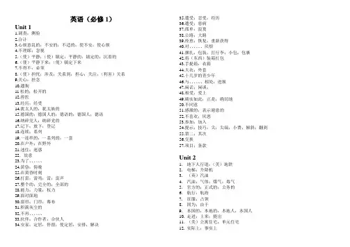 高中英语必修一单词默写版