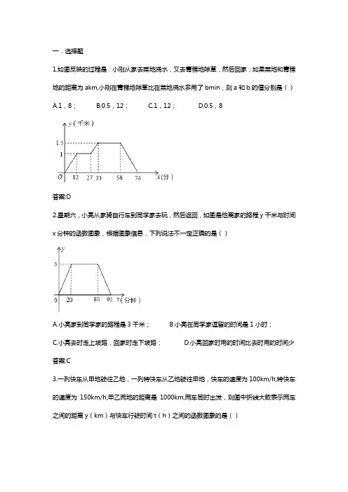 函数的三种表达方法习题及答案