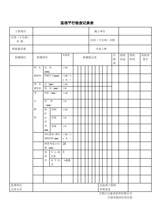 监理平行检查记录表