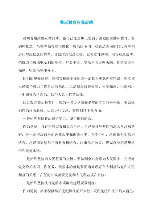 警示教育片观后感 3